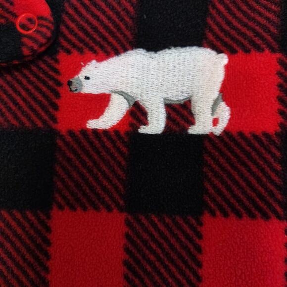 Carter's Footed Footie Pajamas RED BLACK BUFFALO PLAID Polar Bear Lumberjack 5 - Picture 4 of 15